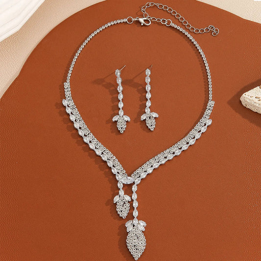 Copper Inlay Geometric Zircon Jewelry Set for Weddings & Cocktail Parties - Glamorous & Luxurious Design