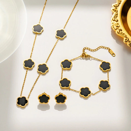 Elegant Flower Shell Jewelry Set – Titanium Steel Gold Plated – Dariya Jewelry