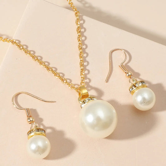 Elegant Gold-Plated Pearl Jewelry Set for Women – Imitation Pearl Glam