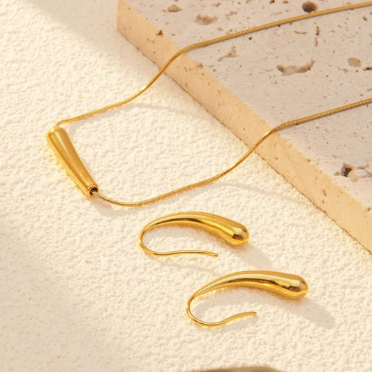Elegant Water Droplet 18K Gold Plated Stainless Steel Jewelry Set – Dariya Jewelry